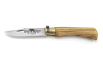 Couteau artisanal Old Bear M lame inox 8cm manche olivier avec virole
