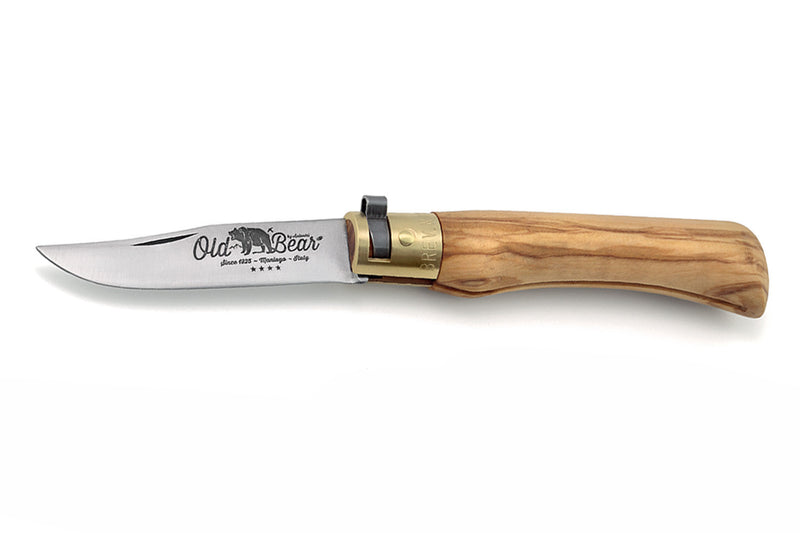 Couteau artisanal Old Bear S lame inox 7cm manche olivier avec virole