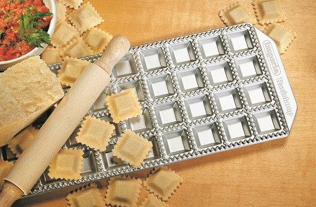 Moule Imperia 36 raviolis carrés 35x35mm aluminium + rouleau
