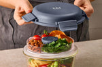 Bol à salade Monbento Sunny en verre 950ml bleu avec pain de glace