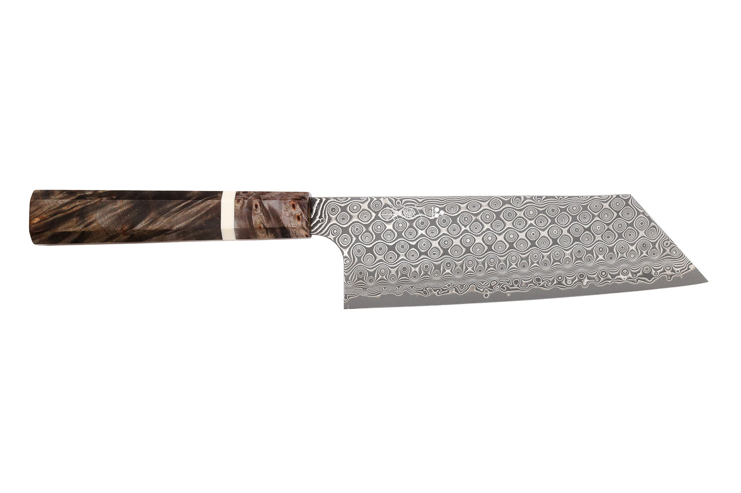 Couteau nakiri kiritsuke 17cm japonais artisanal Nigara Hamono Anmon Damascus SG2