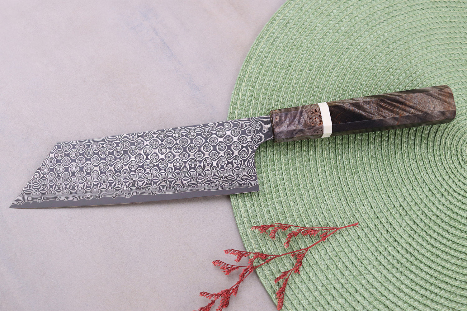 Couteau nakiri kiritsuke 17cm japonais artisanal Nigara Hamono Anmon Damascus SG2