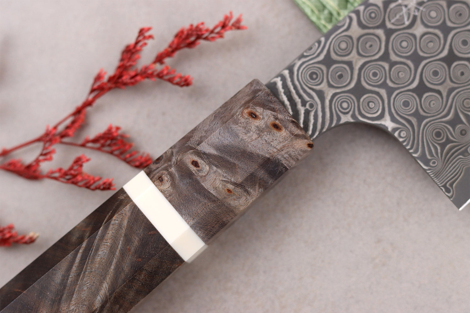 Couteau nakiri kiritsuke 17cm japonais artisanal Nigara Hamono Anmon Damascus SG2