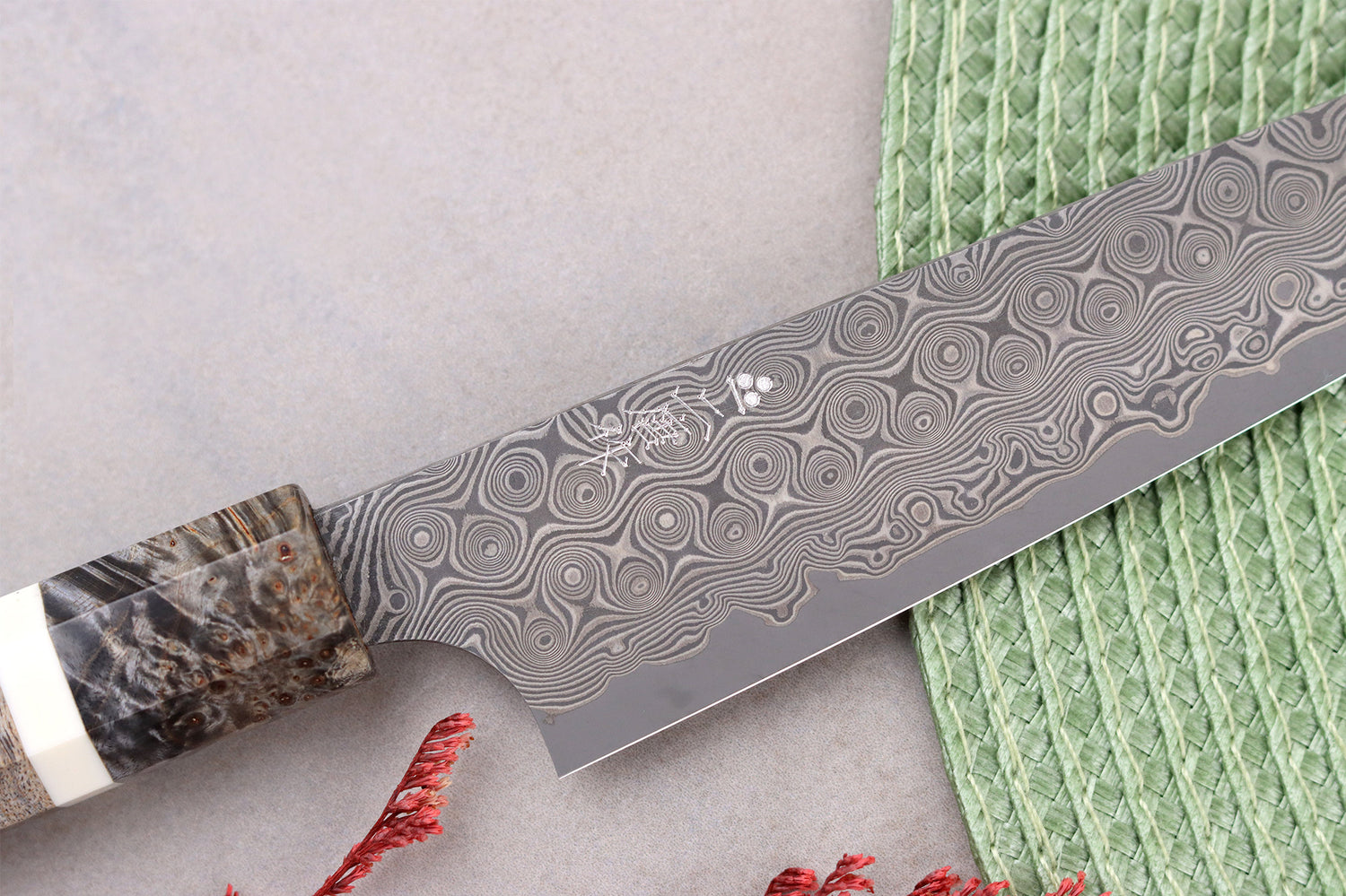 Couteau universel 14cm japonais artisanal Nigara Hamono Anmon Damascus SG2