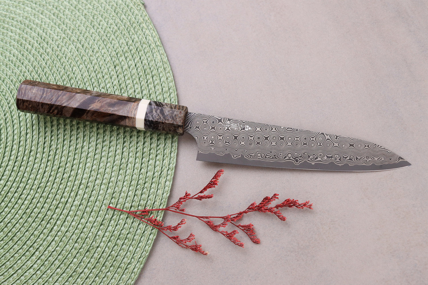 Couteau universel 14cm japonais artisanal Nigara Hamono Anmon Damascus SG2