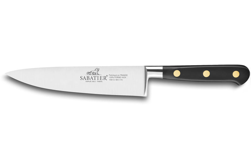 Couteau de chef SABATIER Idéal Inox 100% forgé rivets laiton lame 15cm