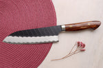 Couteau santoku 17cm japonais artisanal Nigara Hamono Black Tsuchime SG2 manche bois de fer