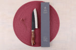 Couteau santoku 17cm japonais artisanal Nigara Hamono Black Tsuchime SG2 manche bois de fer