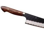 Couteau santoku 17cm japonais artisanal Nigara Hamono Black Tsuchime SG2 manche bois de fer