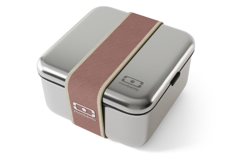 Lunch box en inox Monbento Sense L rose moka 1L pour micro-ondes