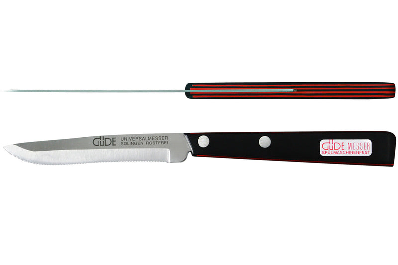 Couteau de table GÜDE Universel 10cm micro-denté manche noir/rouge