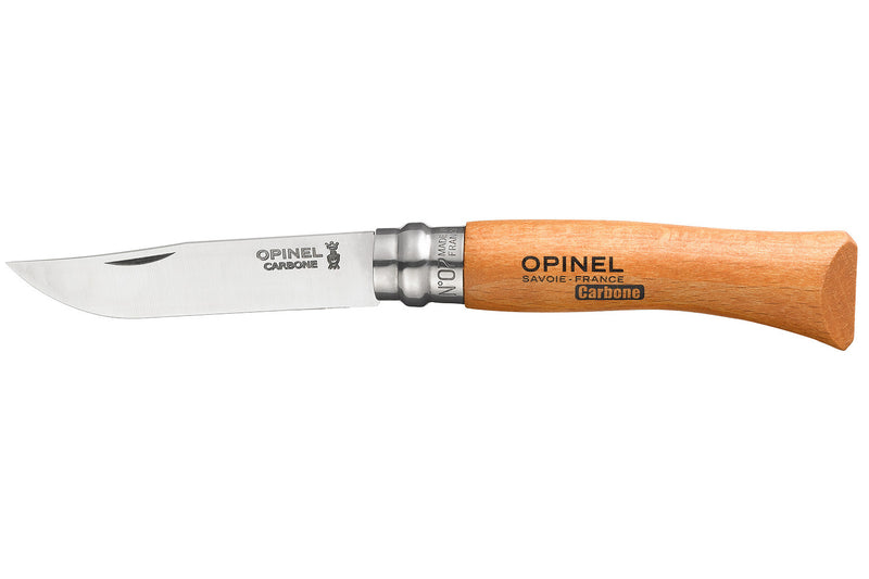 Couteau Opinel Tradition Carbone n°07 lame 8cm manche hêtre avec virole tournante