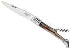Couteau Laguiole Arbalète G.David manche façon corne blonde 12cm avec tire bouchon intégré