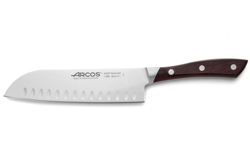 Couteau Santoku forgé Arcos Natura alvéolé 18cm palissandre