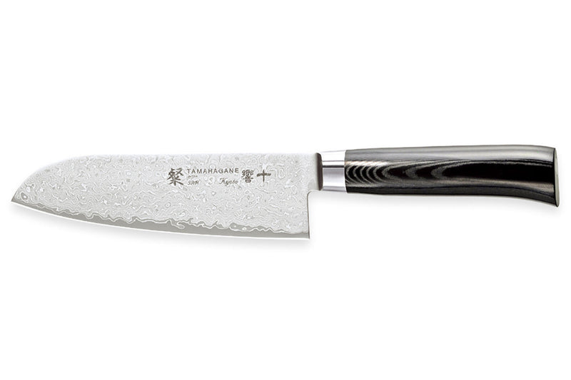 Couteau santoku Tamahagane Kyoto lame 17.5cm acier damas VG5