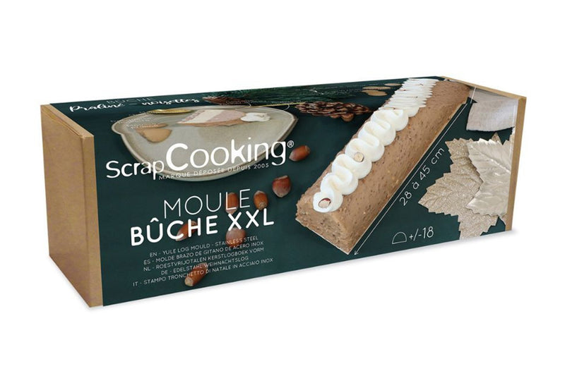 Moule à bûche réglable en inox Scrapcooking + 2 feuilles rhodoïd