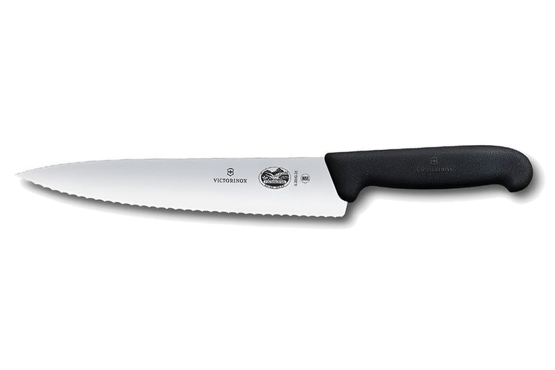 Couteau à découper professionnel Victorinox lame dentée fibrox noir 22cm 5.2033.22