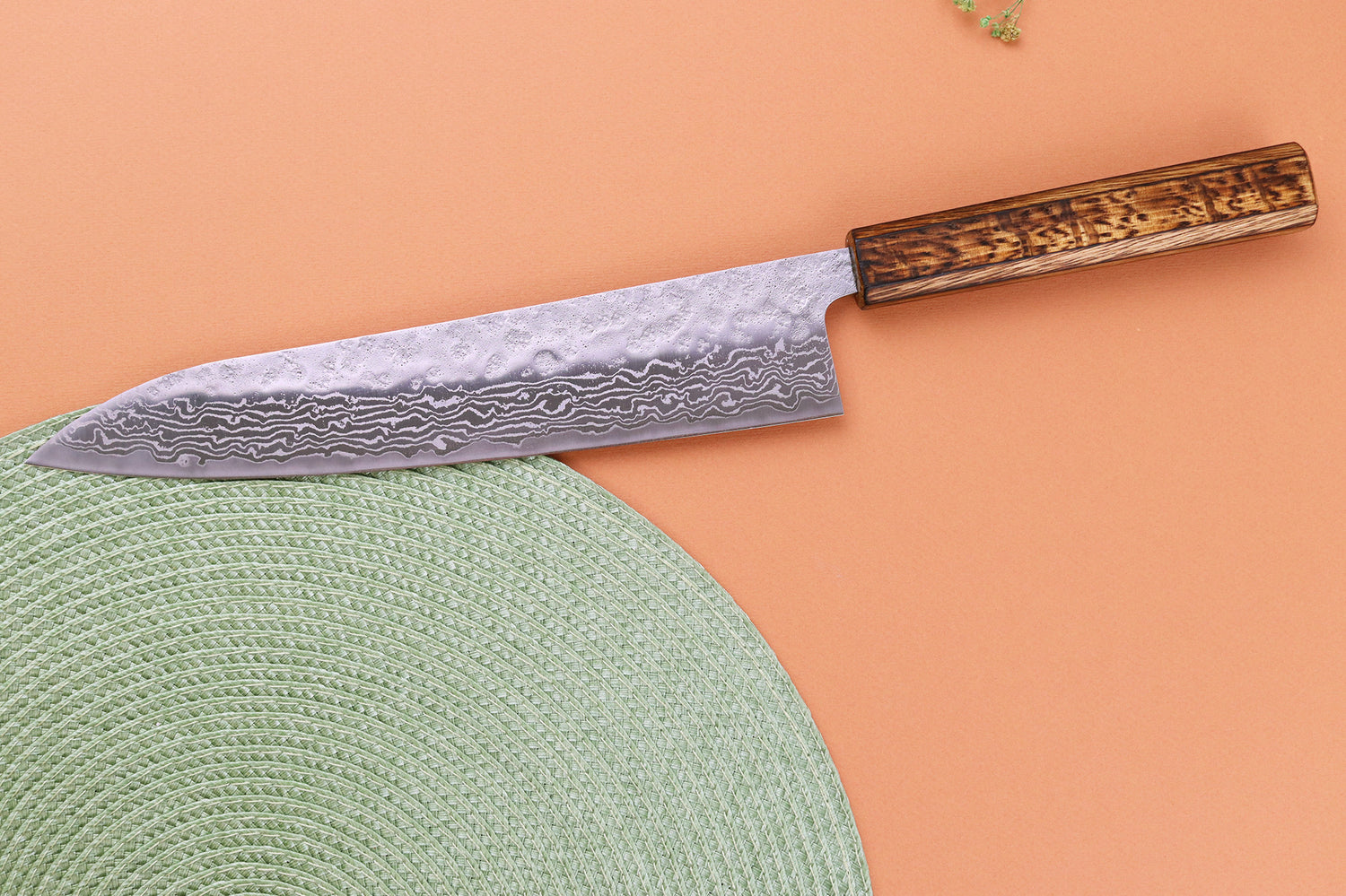 Couteau de chef 24cm japonais artisanal Yuzo Enju Damas 440C