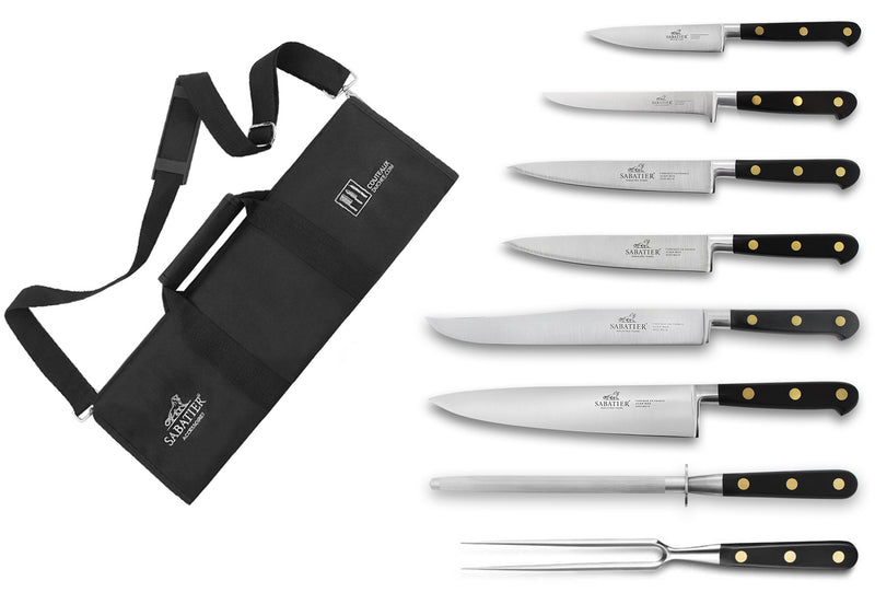 Mallette cuisinier Sabatier Chef 6 couteaux fabrication française + 1 fourchette + 1 fusil