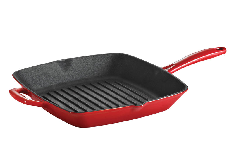 Poêle grill carrée 27cm Tramontina Bestow fonte émaillée rouge