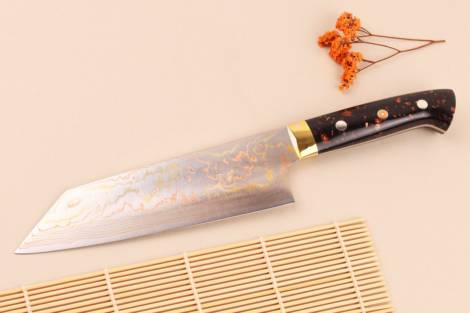 Couteau bunka 16,5cm japonais artisanal Takeshi Saji BS2 Rainbow