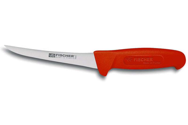 Couteau à désosser professionnel Fischer HACCP lame courbée 15cm manche rouge