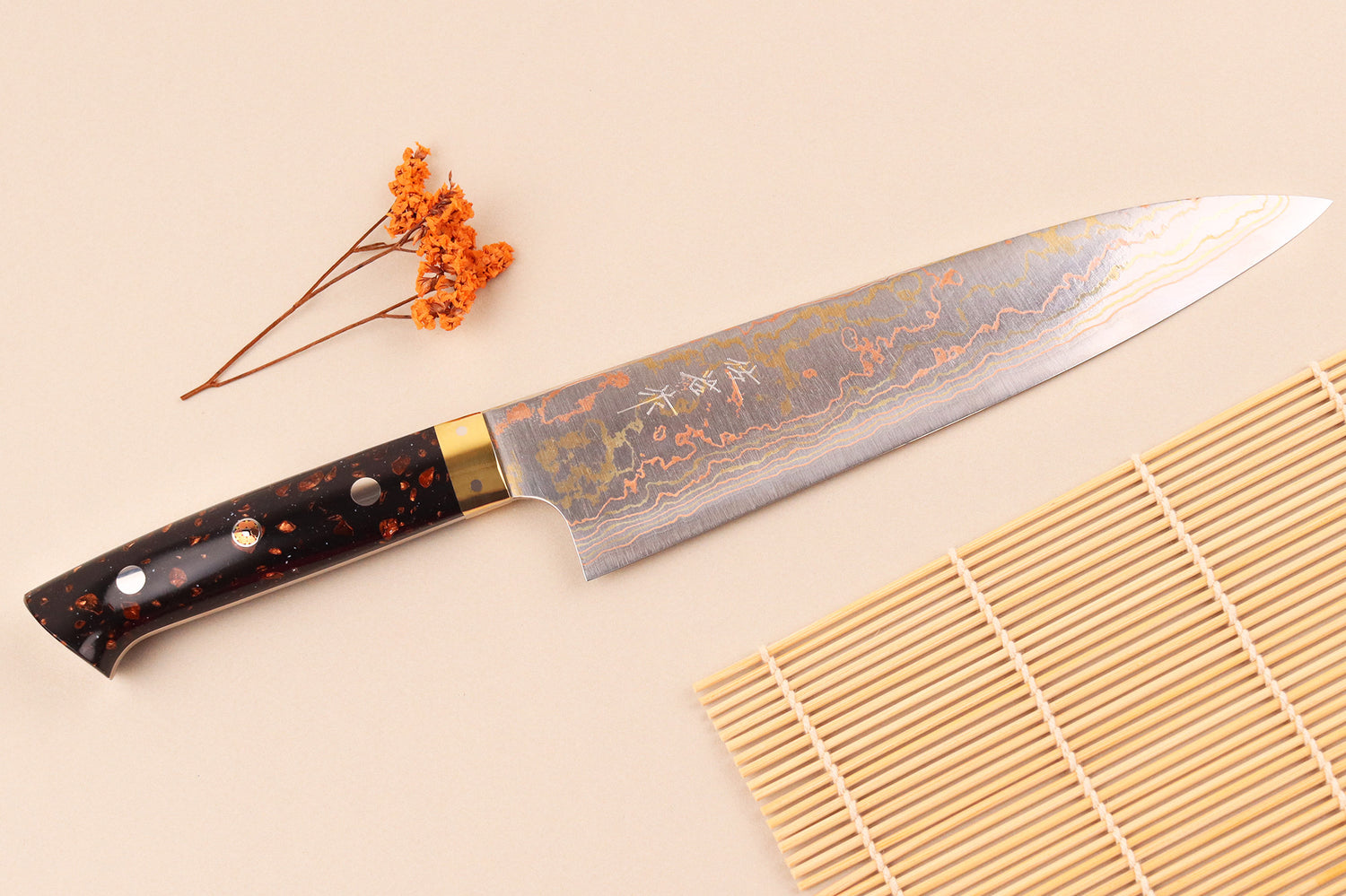 Couteau de chef 21cm japonais artisanal Takeshi Saji BS2 Rainbow