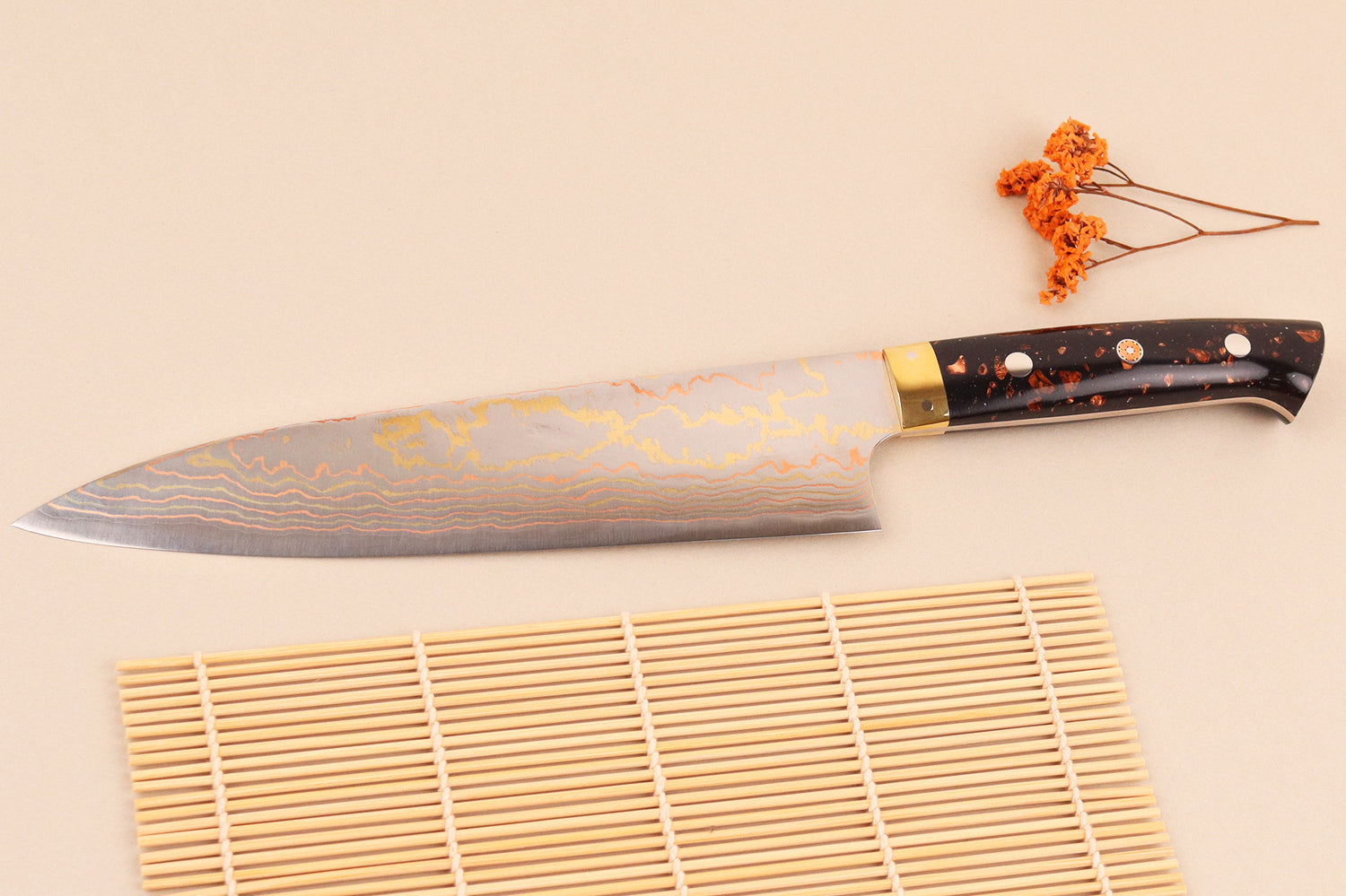 Couteau de chef 21cm japonais artisanal Takeshi Saji BS2 Rainbow