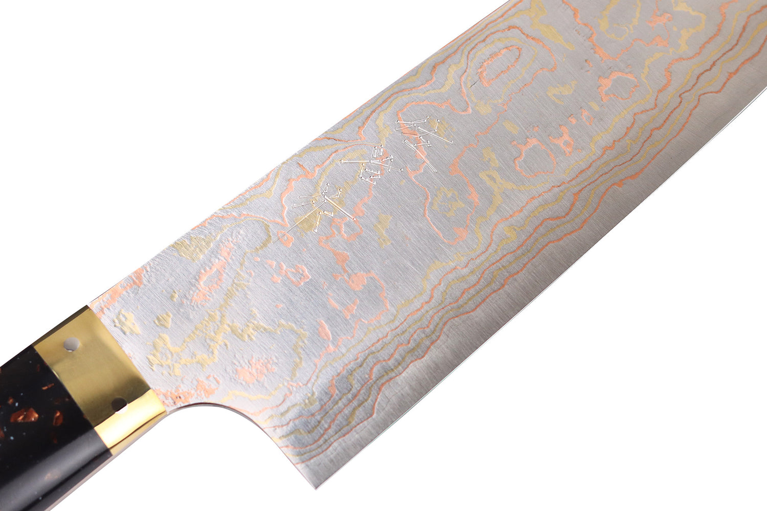 Couteau santoku 16,5cm japonais artisanal Takeshi Saji BS2 Rainbow