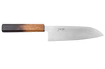 Couteau santoku 16,5cm artisanal japonais Tsunehisa AUS8 manche en chêne brûlé
