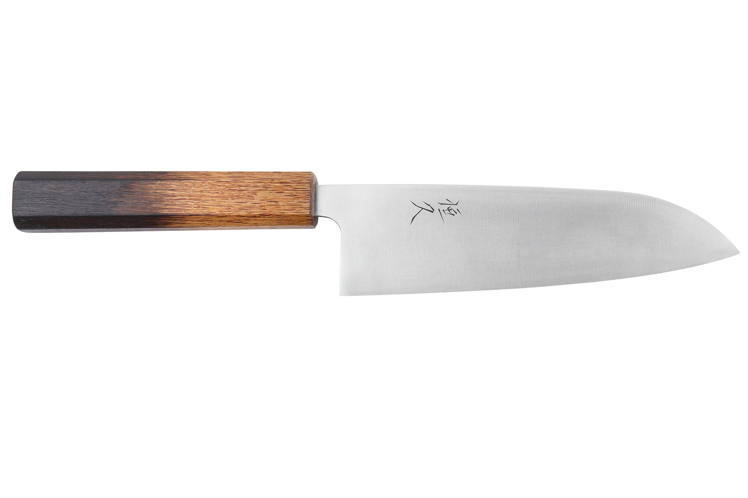 Couteau santoku 16,5cm artisanal japonais Tsunehisa AUS8 manche en chêne brûlé
