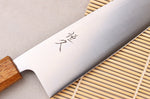 Couteau santoku 16,5cm artisanal japonais Tsunehisa AUS8 manche en chêne brûlé