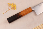 Couteau santoku 16,5cm artisanal japonais Tsunehisa AUS8 manche en chêne brûlé