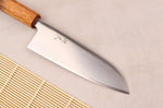 Couteau santoku 16,5cm artisanal japonais Tsunehisa AUS8 manche en chêne brûlé