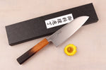 Couteau santoku 16,5cm artisanal japonais Tsunehisa AUS8 manche en chêne brûlé