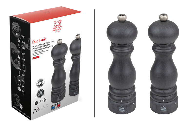 Coffret cadeau 2 moulins Peugeot Paris U'Select en bois 20cm - graphite
