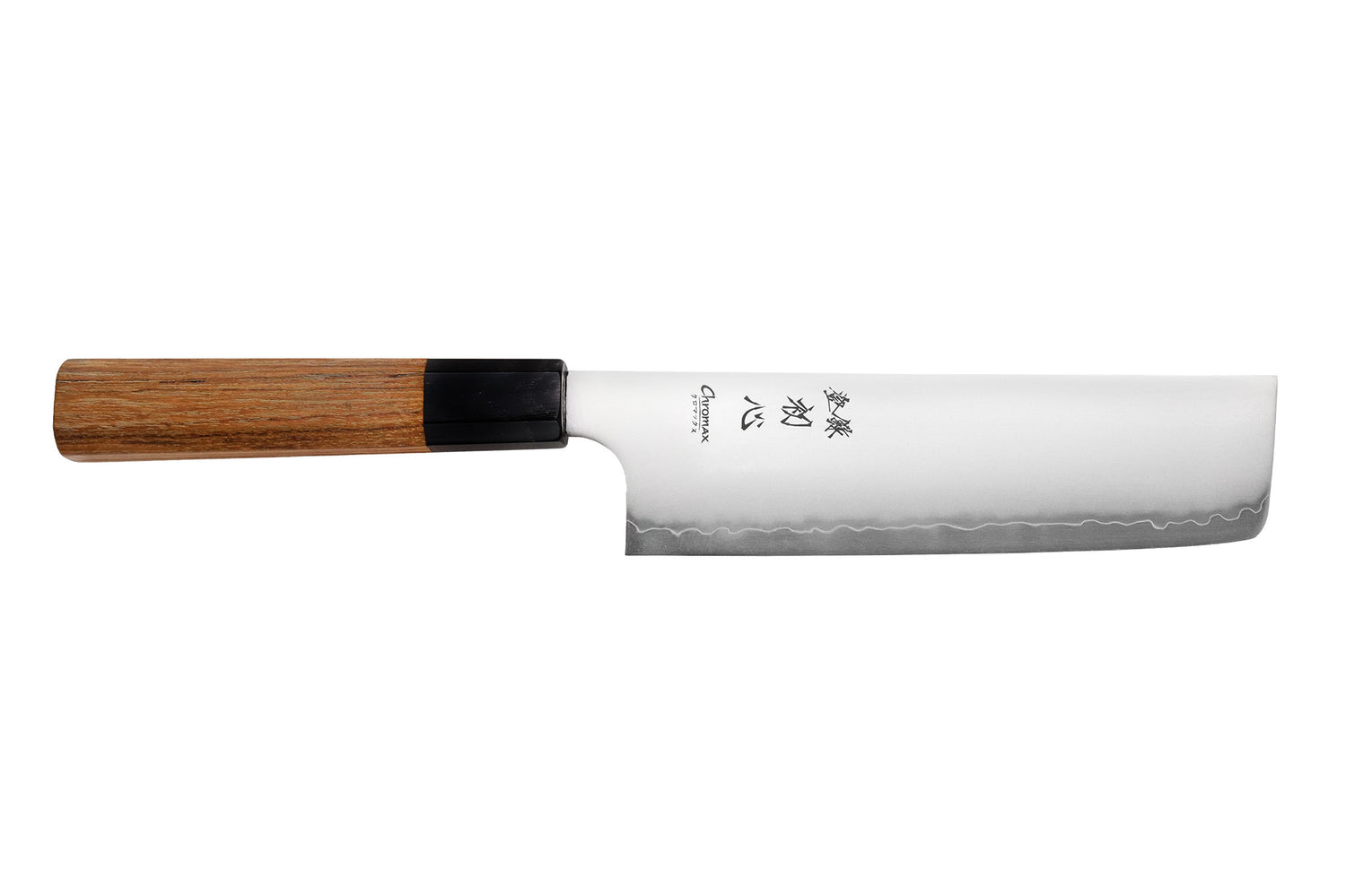 Couteau nakiri 16,5cm japonais artisanal Hatsukokoro Chromax manche en teck
