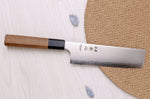 Couteau nakiri 16,5cm japonais artisanal Hatsukokoro Chromax manche en teck