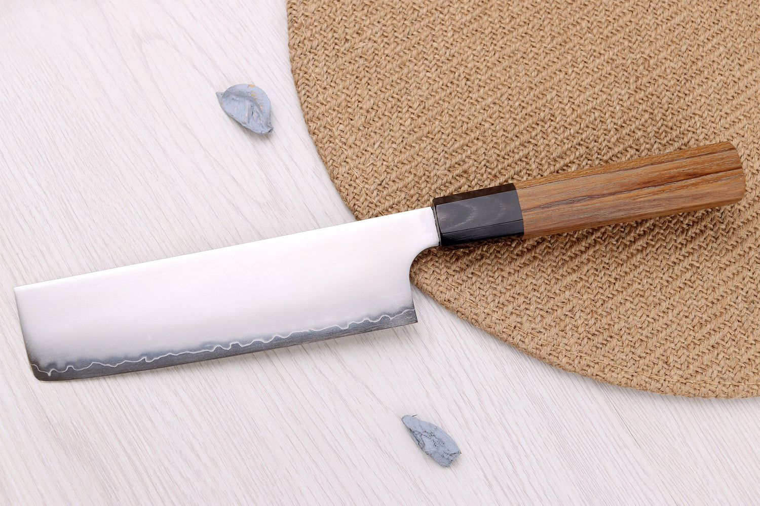 Couteau nakiri 16,5cm japonais artisanal Hatsukokoro Chromax manche en teck