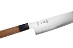 Couteau nakiri 16,5cm japonais artisanal Hatsukokoro Chromax manche en teck