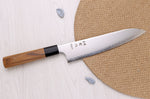 Couteau de chef 23cm japonais artisanal Hatsukokoro Chromax manche en teck