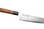 Couteau de chef 23cm japonais artisanal Hatsukokoro Chromax manche en teck