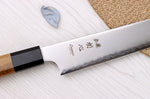 Couteau sujihiki 23cm japonais artisanal Hatsukokoro Chromax manche en teck