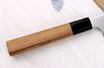 Couteau sujihiki 23cm japonais artisanal Hatsukokoro Chromax manche en teck