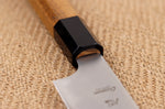 Couteau sujihiki 23cm japonais artisanal Hatsukokoro Chromax manche en teck