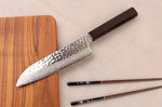 Couteau santoku 18cm japonais artisanal Hatsukokoro Hayabusa VG10 Damas Tsuchime