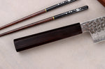 Couteau santoku 18cm japonais artisanal Hatsukokoro Hayabusa VG10 Damas Tsuchime
