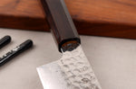 Couteau santoku 18cm japonais artisanal Hatsukokoro Hayabusa VG10 Damas Tsuchime