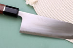 Couteau santoku 16,5cm japonais artisanal Toshihiro Wakui Shirogami 2 San Maï poli