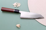 Couteau santoku 16,5cm japonais artisanal Toshihiro Wakui Shirogami 2 San Maï poli